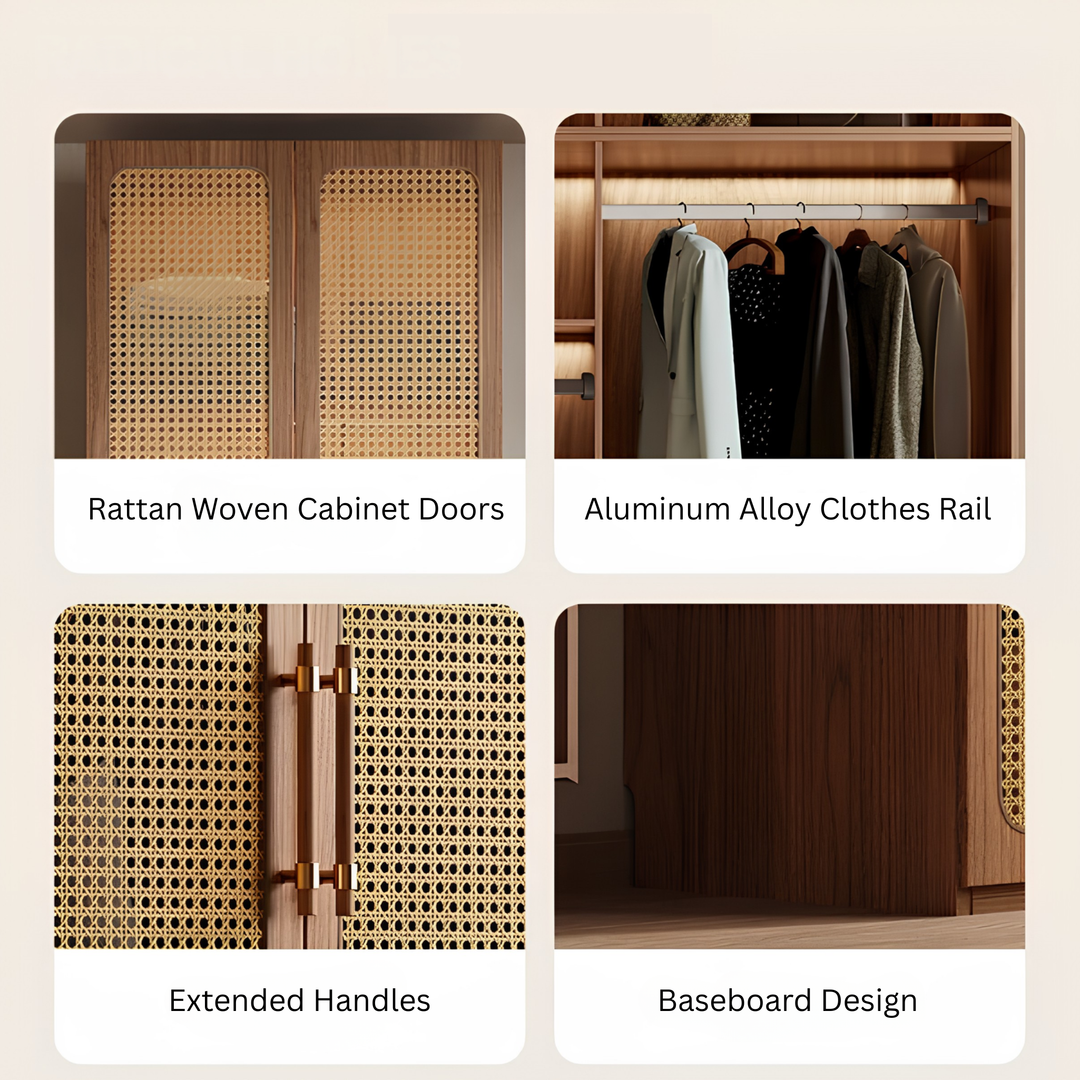 TRESKYN Rustic Rattan Wardrobe - Cassa Haus Singapore