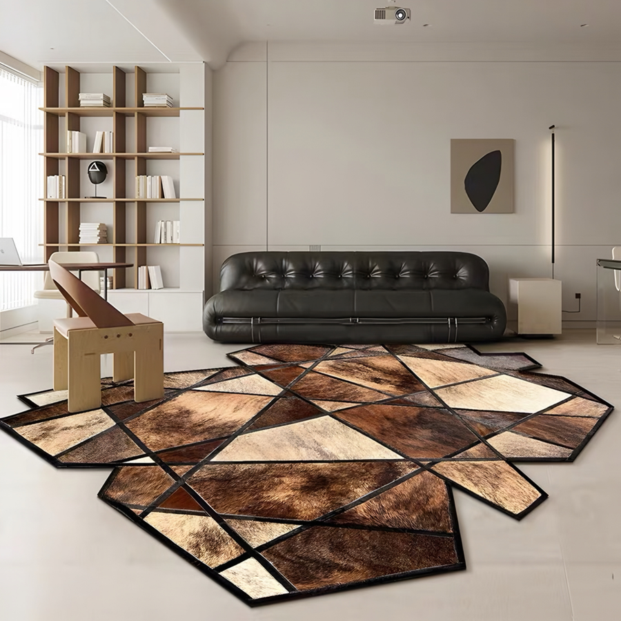 VELMORIA Modern Cowhide Leather Rug - Cassa Haus Singapore