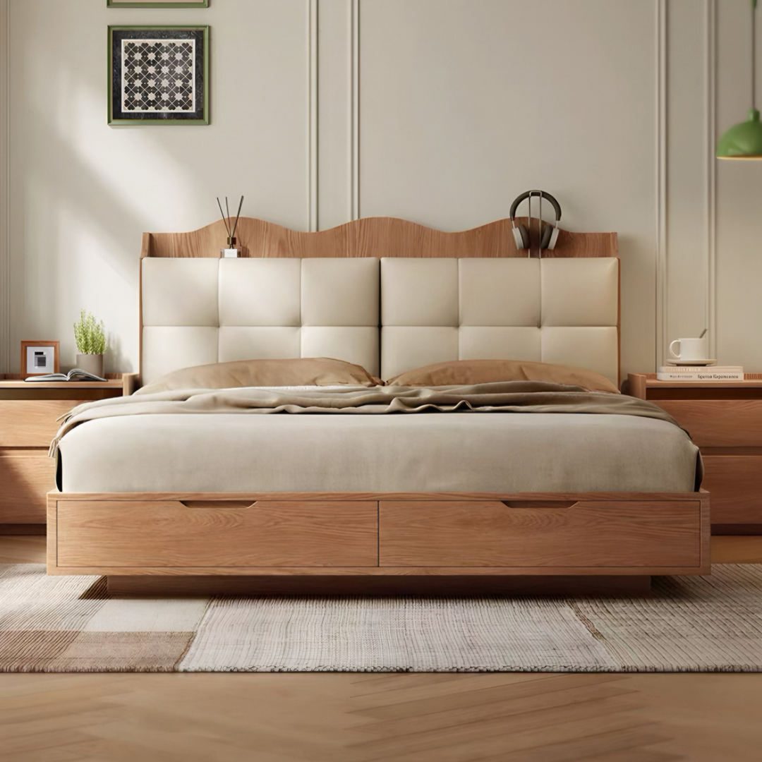 KELDRIS Modern Solid Wood Storage Bedframe - Cassa Haus Singapore