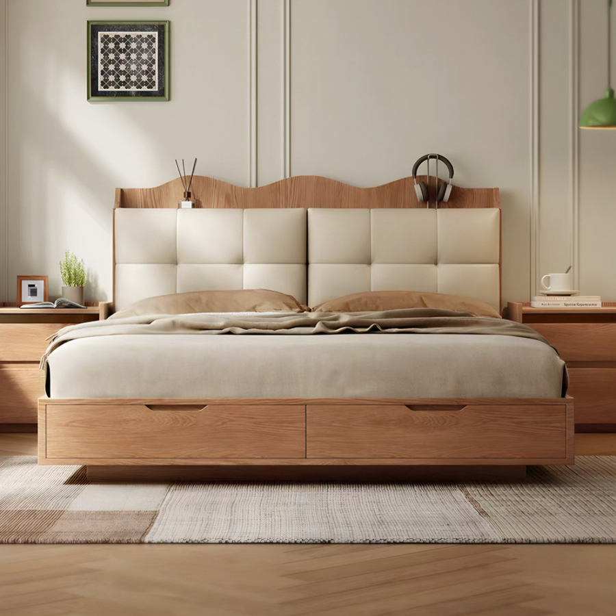 KELDRIS Modern Solid Wood Storage Bedframe - Cassa Haus Singapore