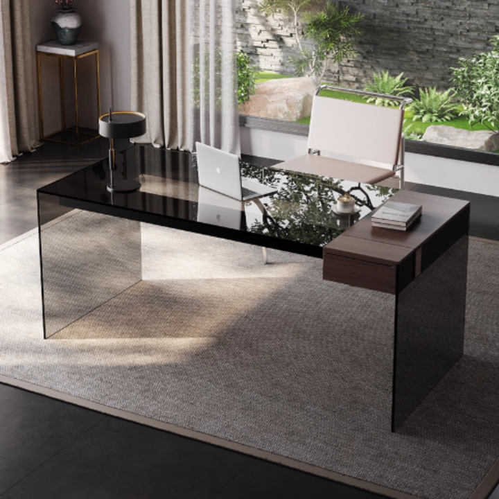 CITADEL Modern Tempered Glass Study / Office Table - Urban Mood Singapore