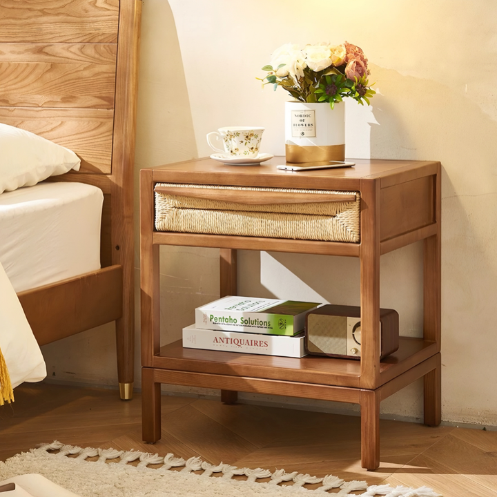 RYDEN Japandi Solid Wood Bedside Table - Cassa Haus Singapore