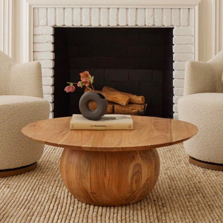RAVENOR Modern Solid Wood Round Coffee Table - Cassa Haus Singapore