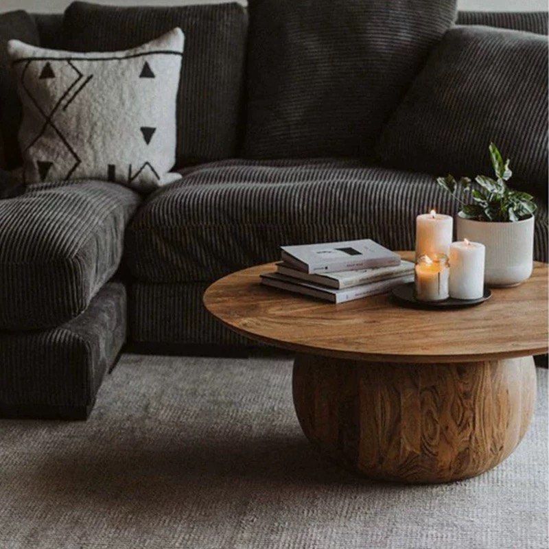 RAVENOR Modern Solid Wood Round Coffee Table - Cassa Haus Singapore