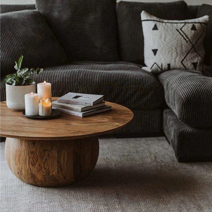 RAVENOR Modern Solid Wood Round Coffee Table - Cassa Haus Singapore