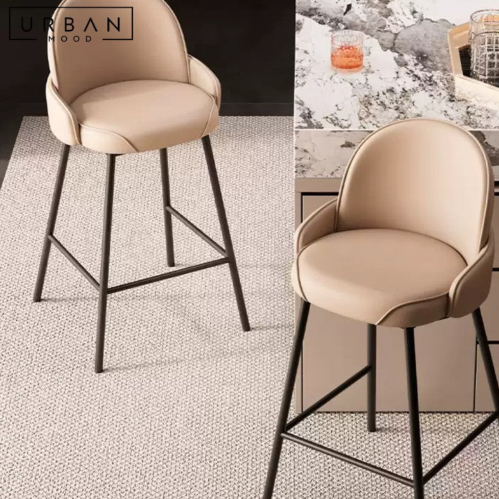 DOUCET Modern Leather Bar Stool