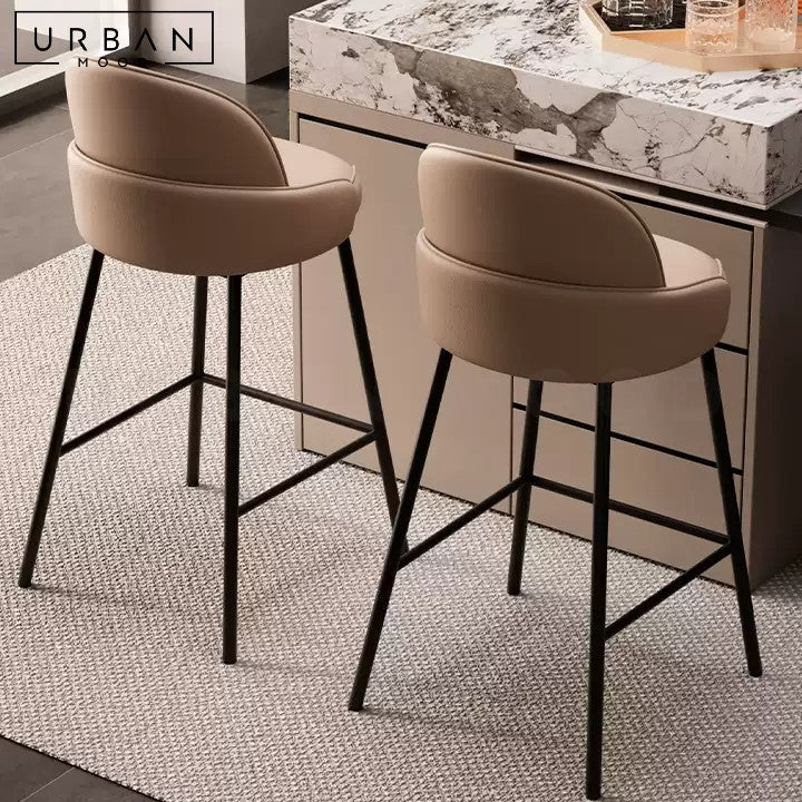 DOUCET Modern Leather Bar Stool