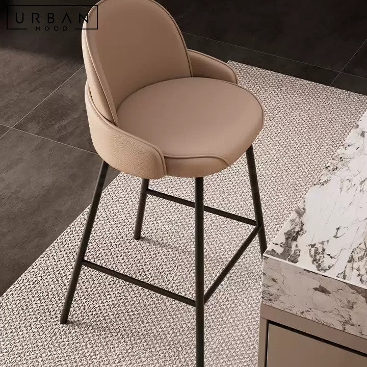 DOUCET Modern Leather Bar Stool