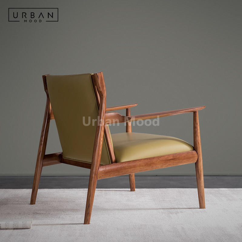 Premium | MAISEN Solid Wood Leather Lounge Chair