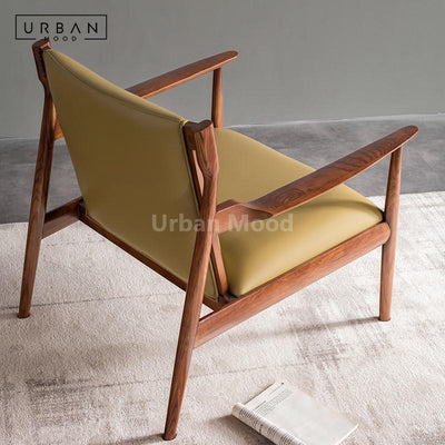 Premium | MAISEN Solid Wood Leather Lounge Chair