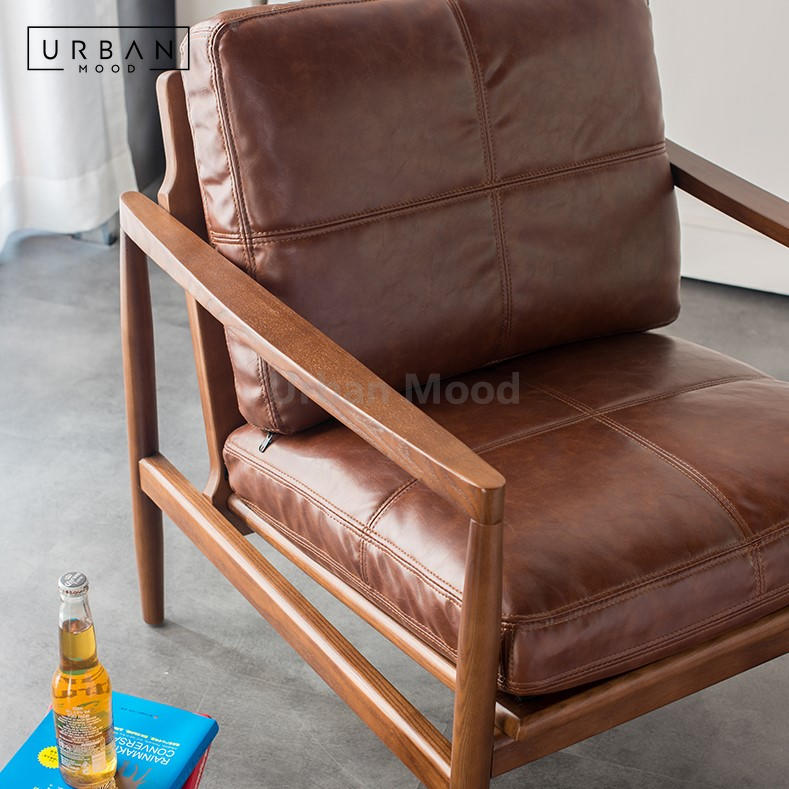 Premium | HANK Solid Wood Leather Chair and Sofa