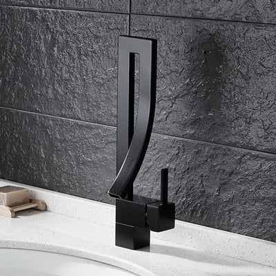 DALE Modern Black Curved Waterfall Faucet