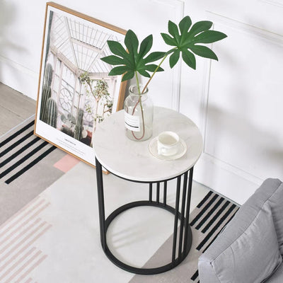 QUINCY Contemporary Marble Top Side Table