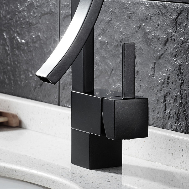 DALE Modern Black Curved Waterfall Faucet