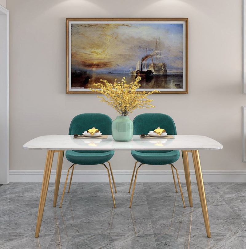Modern Minimalist Marble Gold Dining Table