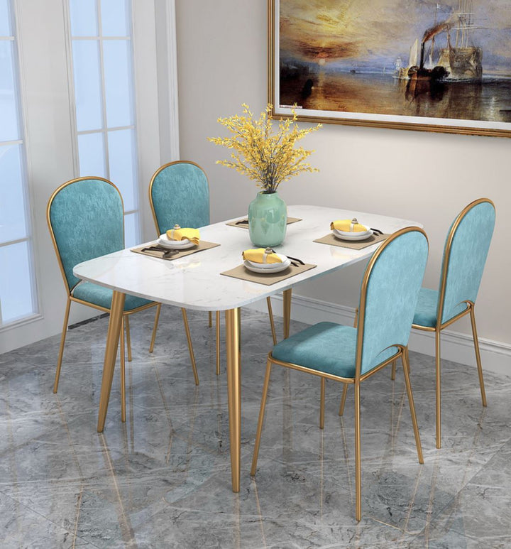 Modern Minimalist Marble Gold Dining Table