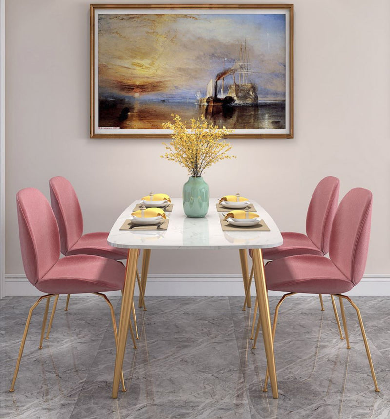Modern Minimalist Marble Gold Dining Table