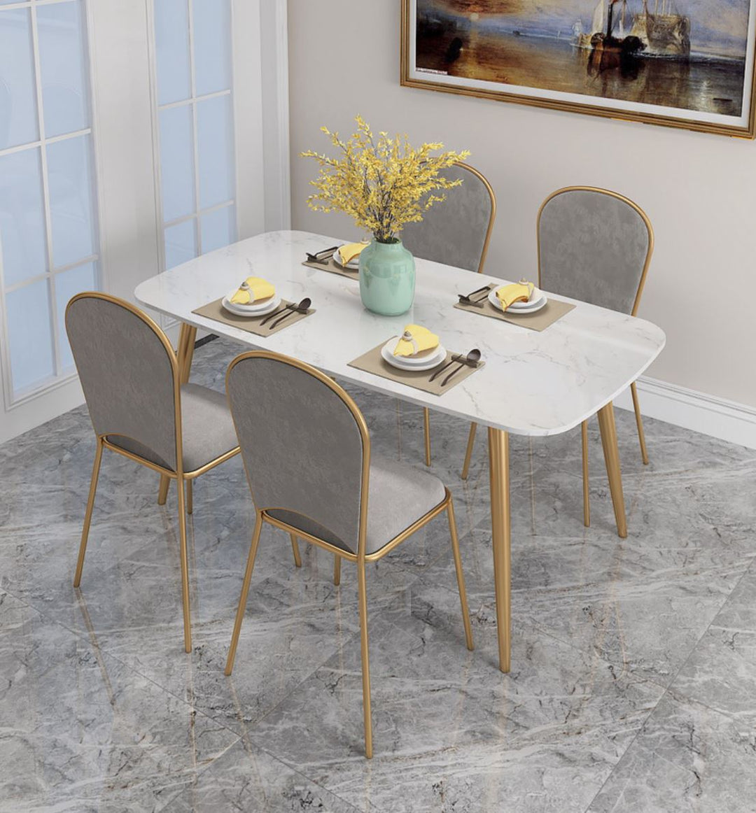 Modern Minimalist Marble Gold Dining Table