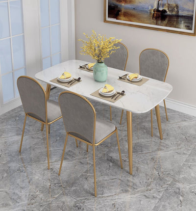 Modern Minimalist Marble Gold Dining Table – Urban Mood