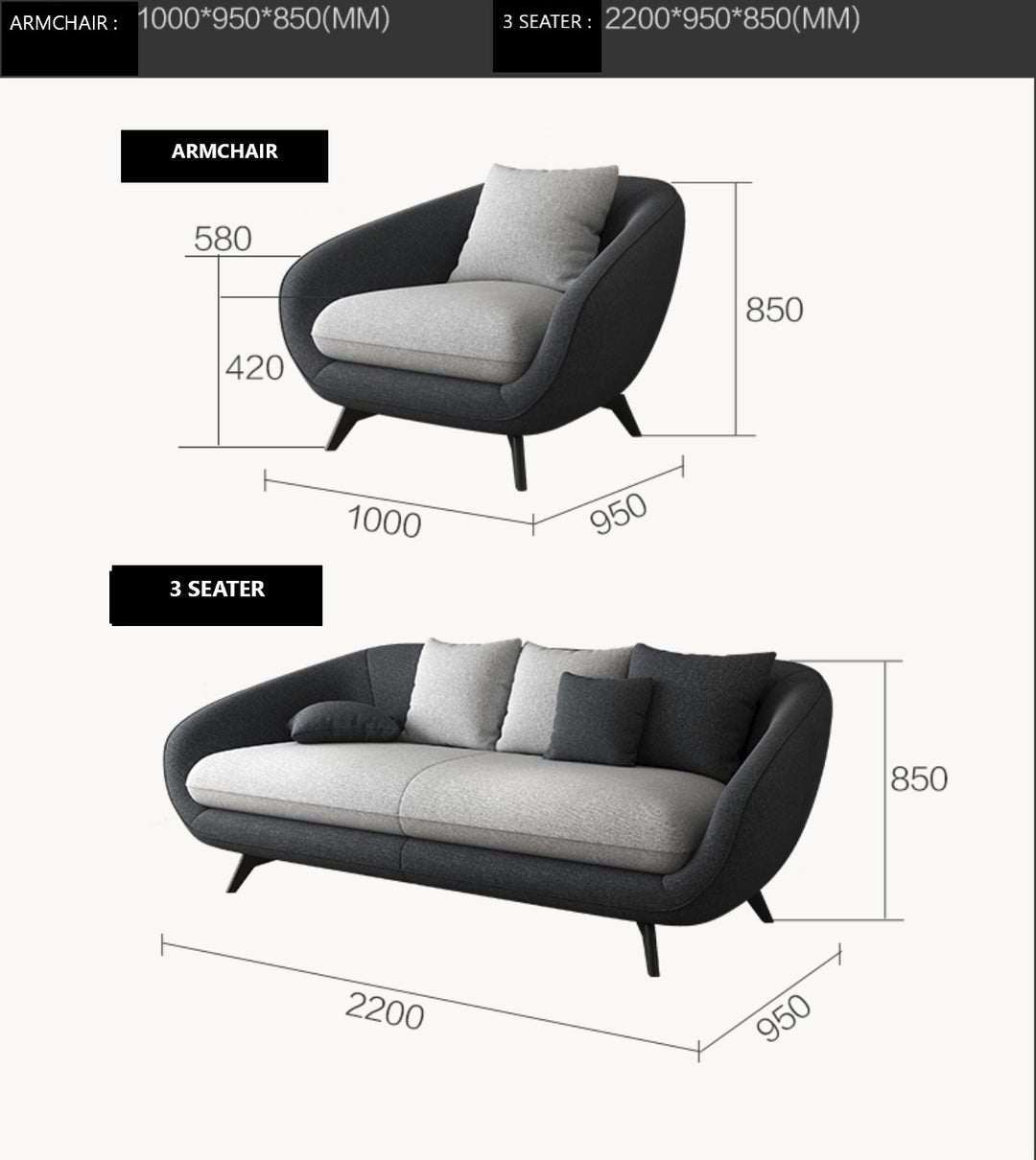 PEBBLEBAY Modern Fabric Sofa