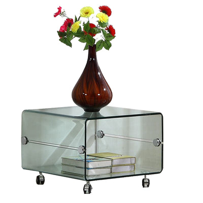 HICKMAN Minimalist Designer Glass Side Table