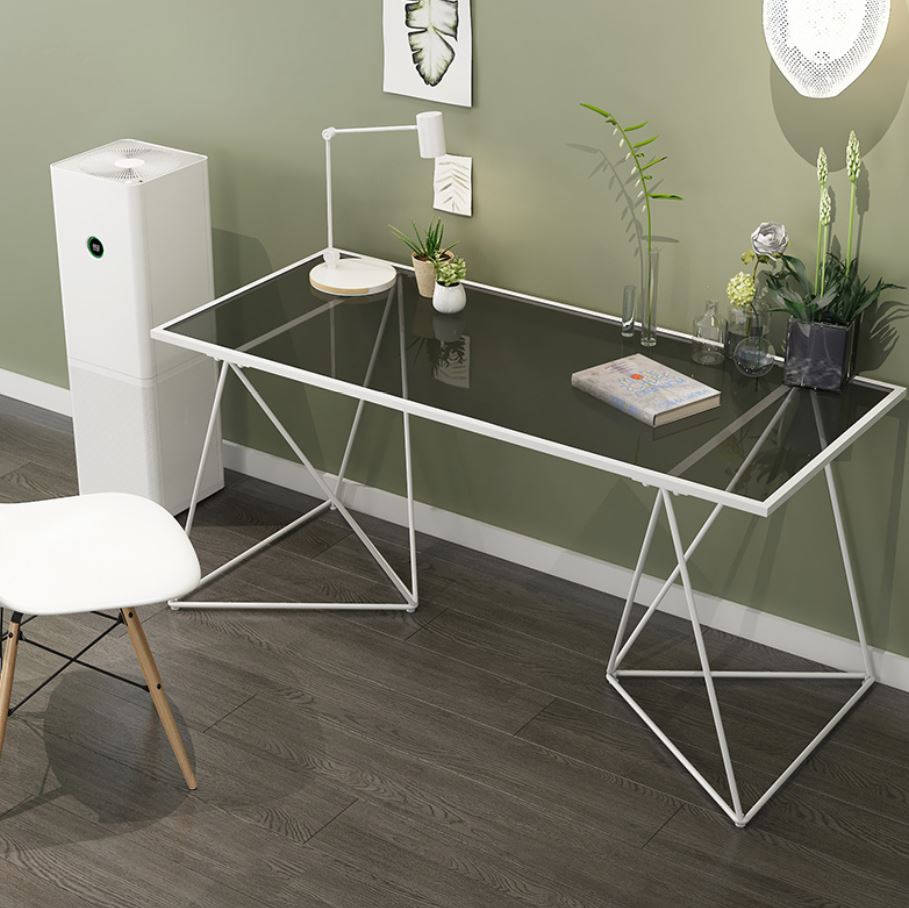 Tempered Glass Wire Frame Writing Office Table