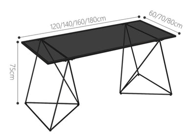 Tempered Glass Wire Frame Writing Office Table