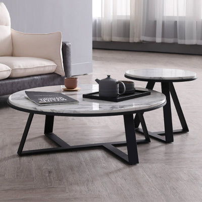 (Clearance) MARRIOT Round Marble Coffee Table Set