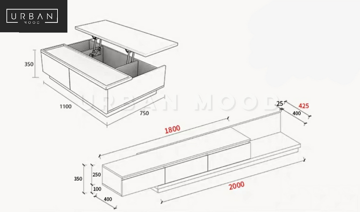 MIDORI Ash Grey Platform TV Console