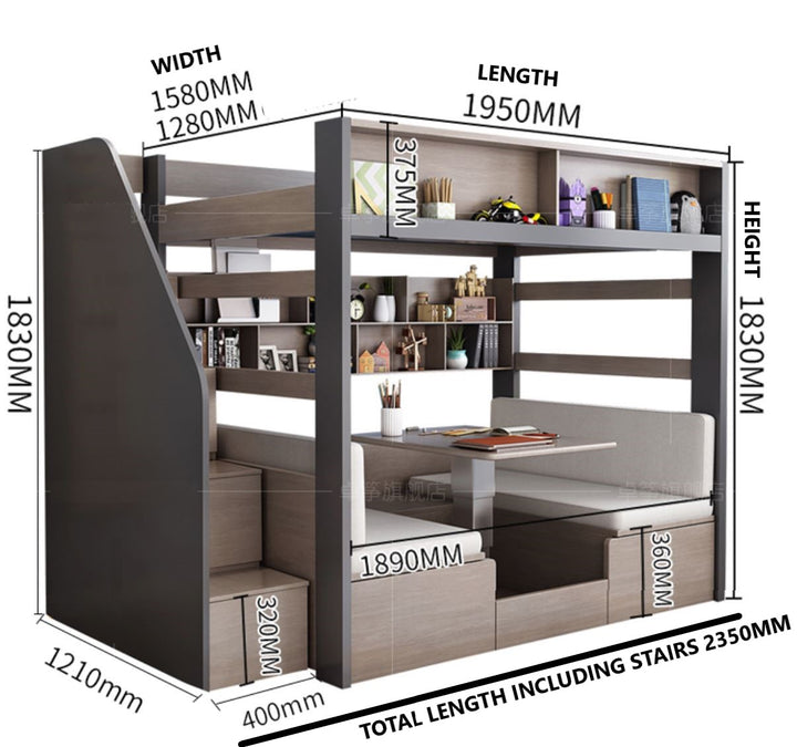 TRAVIS Modern Double Deck Multipurpose Children Bed
