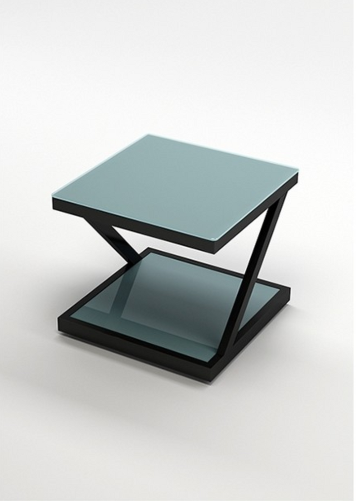 LORENZO Contemporary Z Tempered Glass Top Side Table