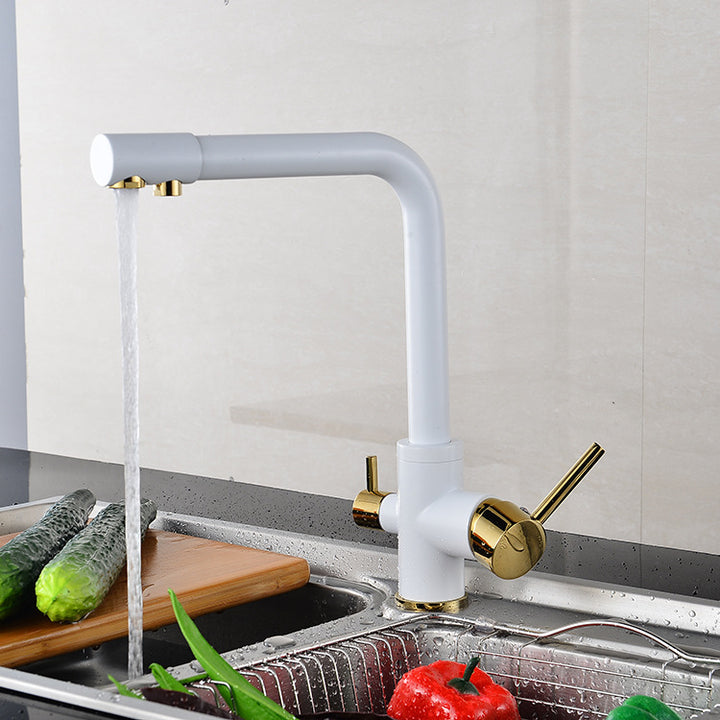 Modern Matte White Double Faucet Tap