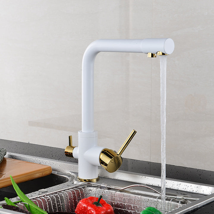 Modern Matte White Double Faucet Tap