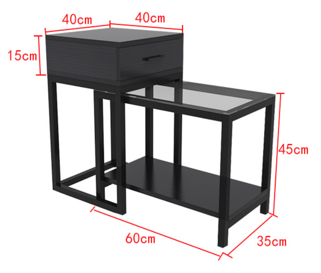 KENSINGTON Contemporary Glass Side Drawer Table