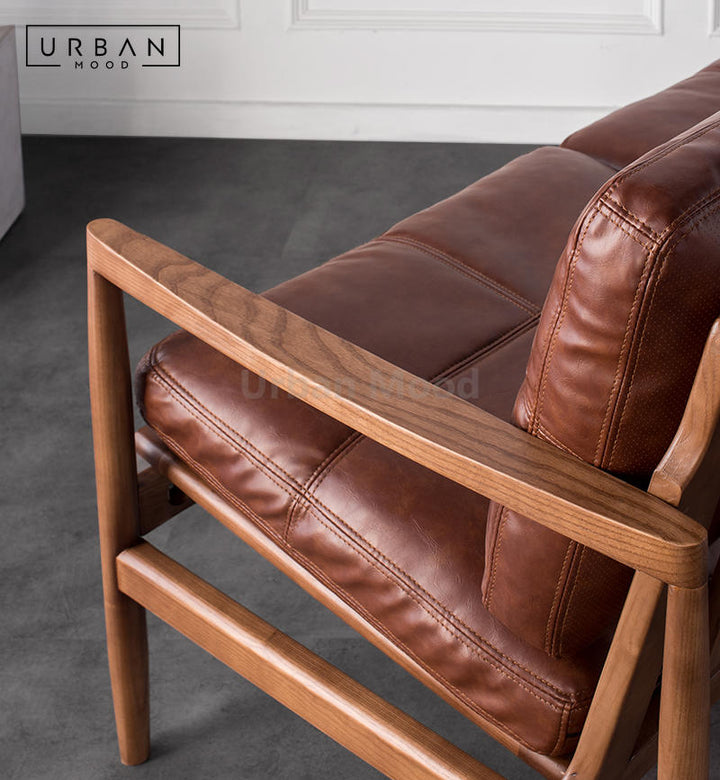 Premium | HANK Solid Wood Leather Chair and Sofa