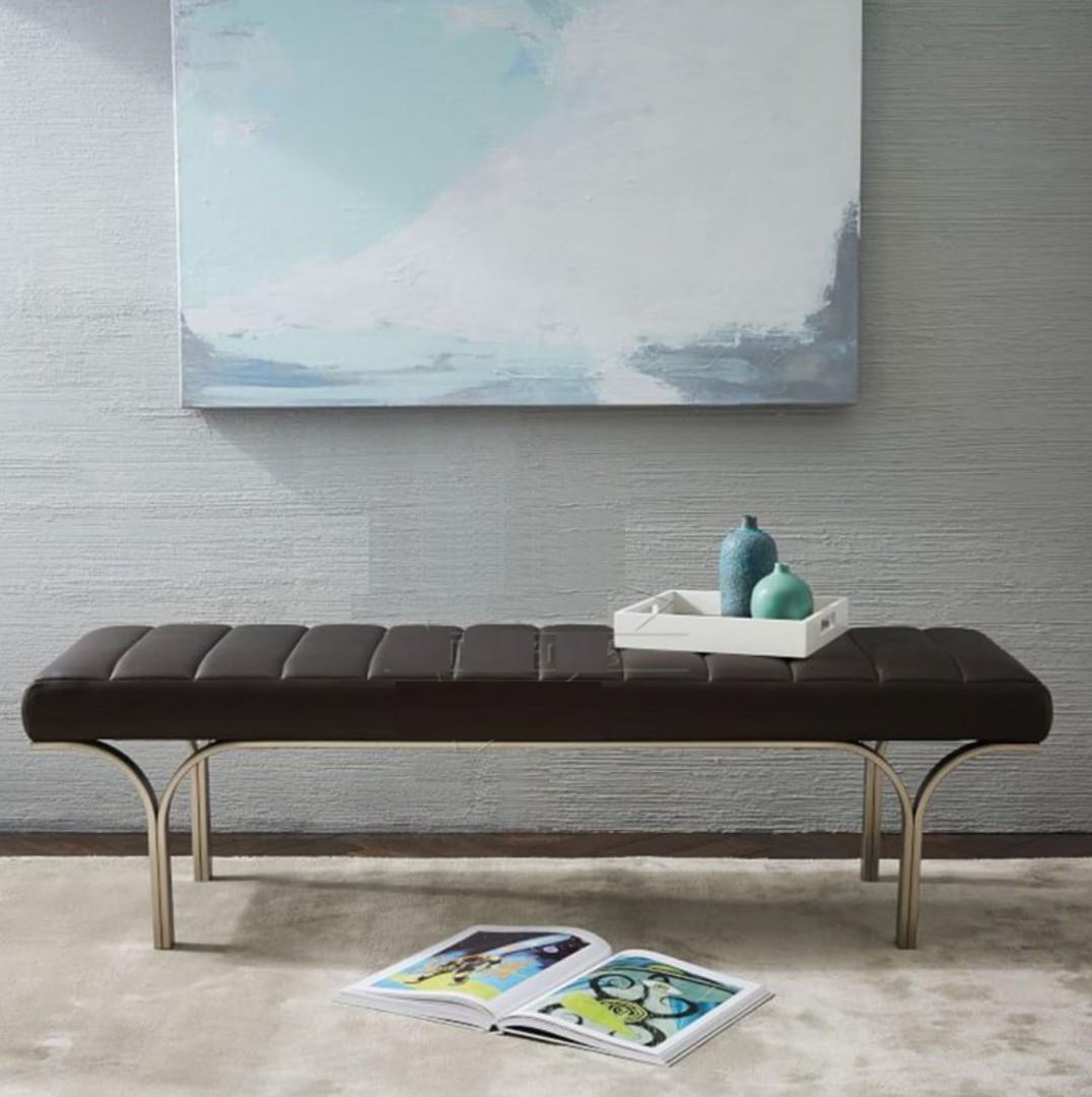 ANNA "Y" Frame Leather Ottoman