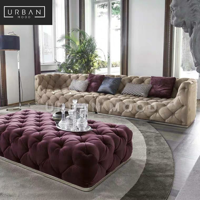ABSTEIN Victorian Velvet Tufted Sofa