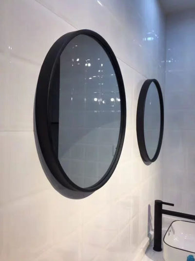 AERIE Modern Industrial Large Round Wall Mirror