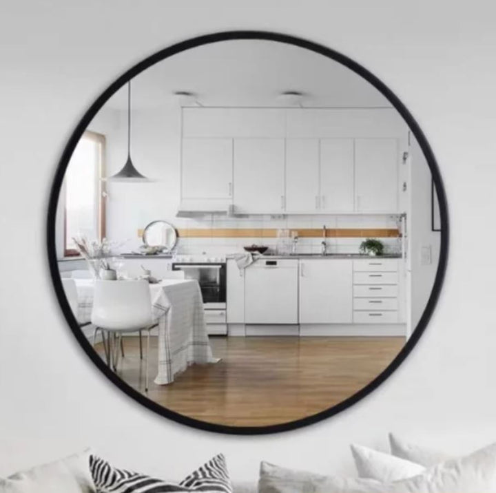 AERIE Modern Industrial Large Round Wall Mirror