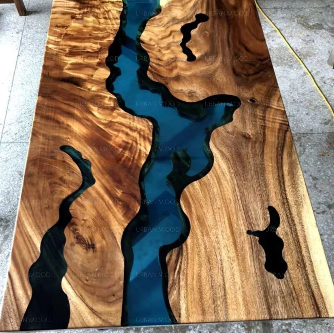 AMBROSS American Walnut Epoxy Resin River Table