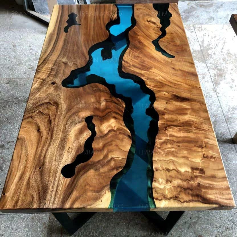 AMBROSS American Walnut Epoxy Resin River Table