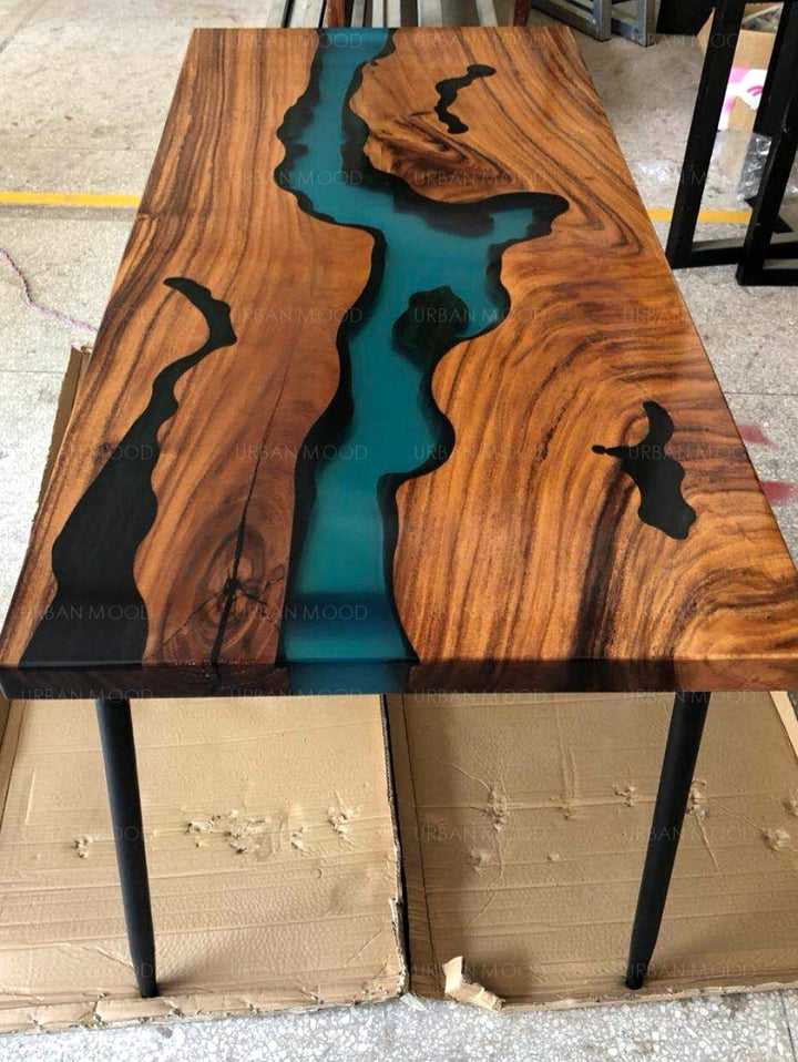 AMBROSS American Walnut Epoxy Resin River Table