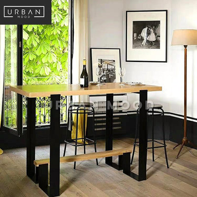 BRETHREN Industrial Solid Wood Bar Dining Table