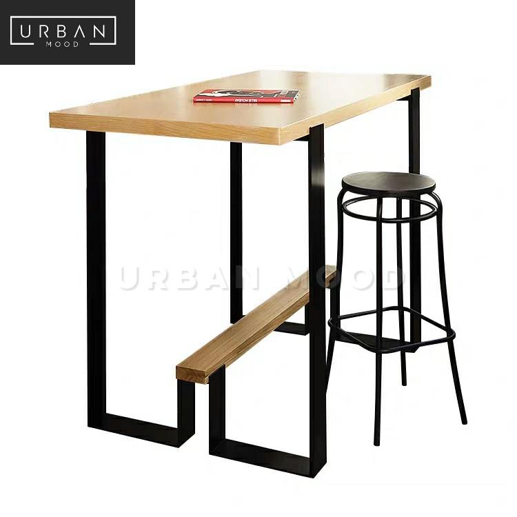 BRETHREN Industrial Solid Wood Bar Dining Table