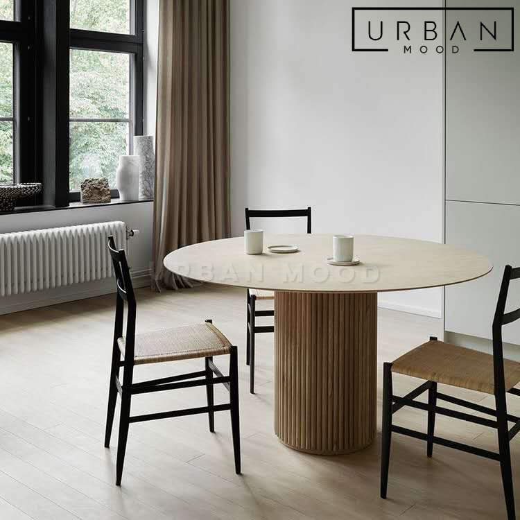 BISTRO Japandi Solid Wood Round Dining Table