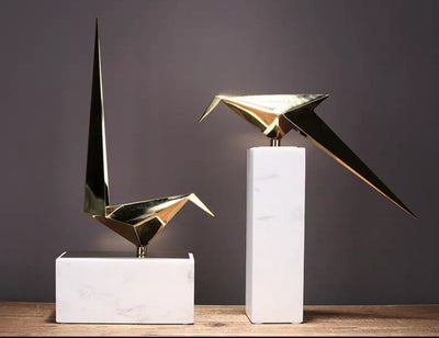 BLUEJAY Gold Origami Bird Ornament