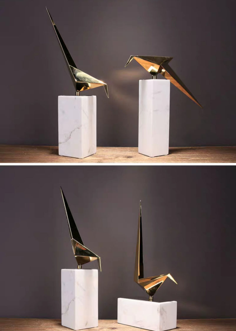 BLUEJAY Gold Origami Bird Ornament