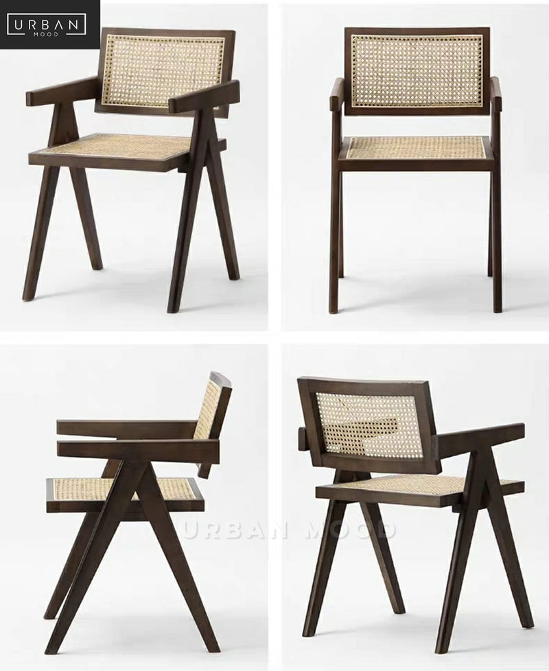 BONE Vintage Solid Wood Rattan Chair