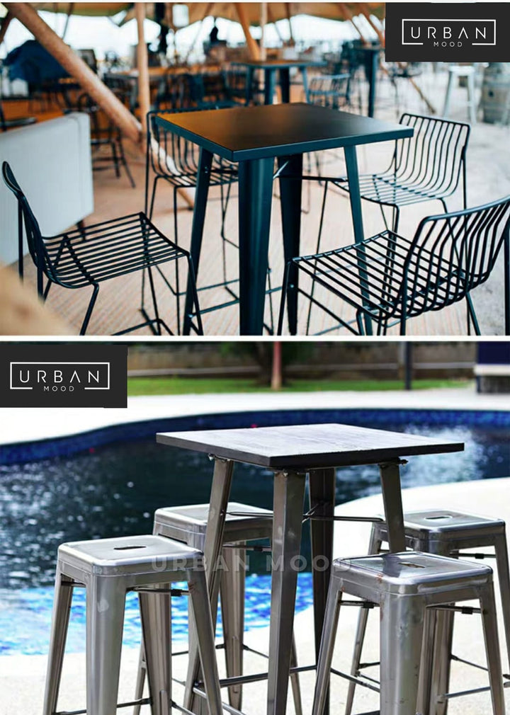 BOWIE Industrial Tolix Bar Table & Stools