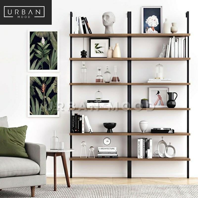 CAPER Industrial Solid Wood Ladder Display Shelf